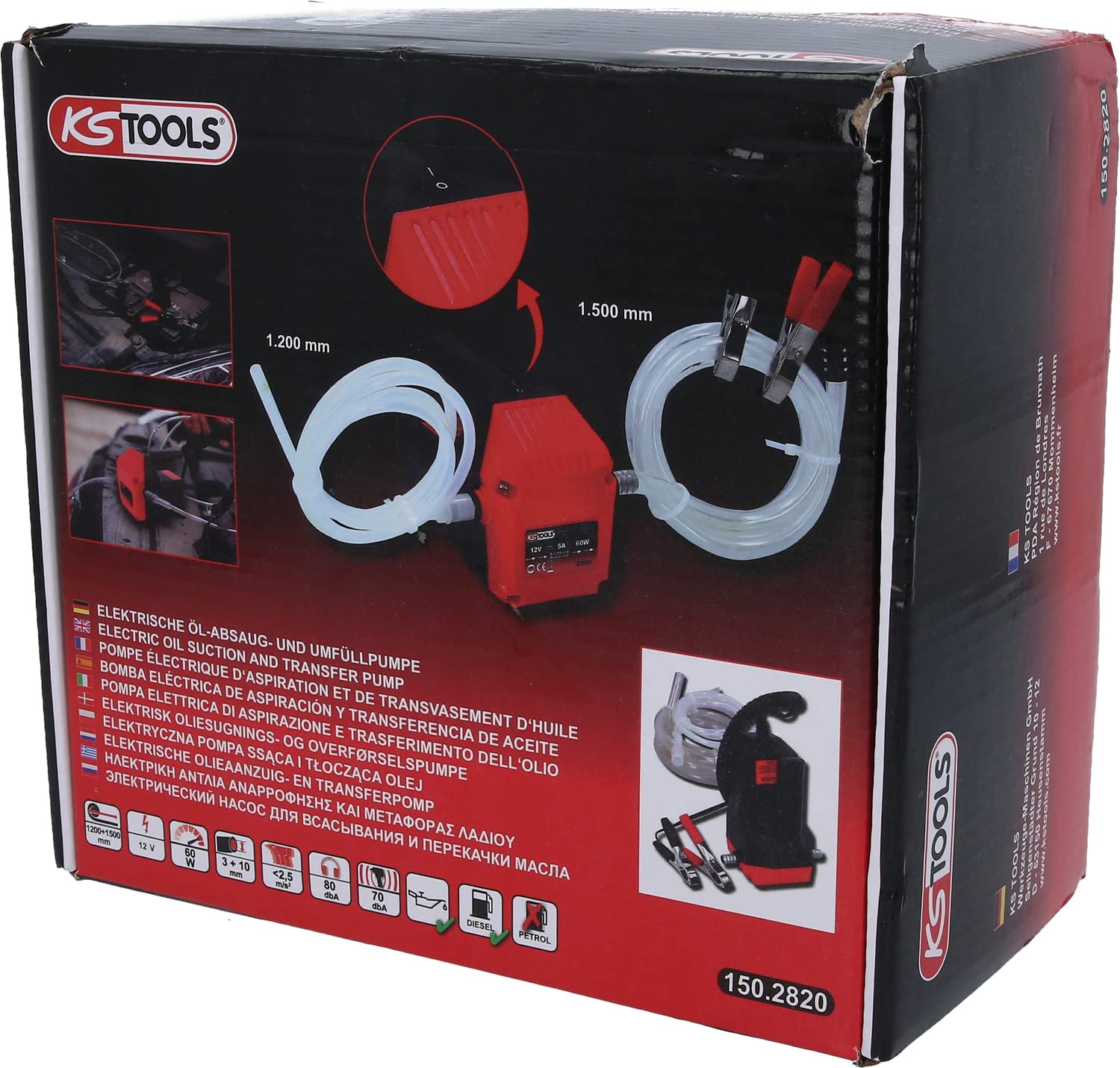 KS TOOLS Pompe électrique d'aspiration et de transvasement d'huile 150.2820