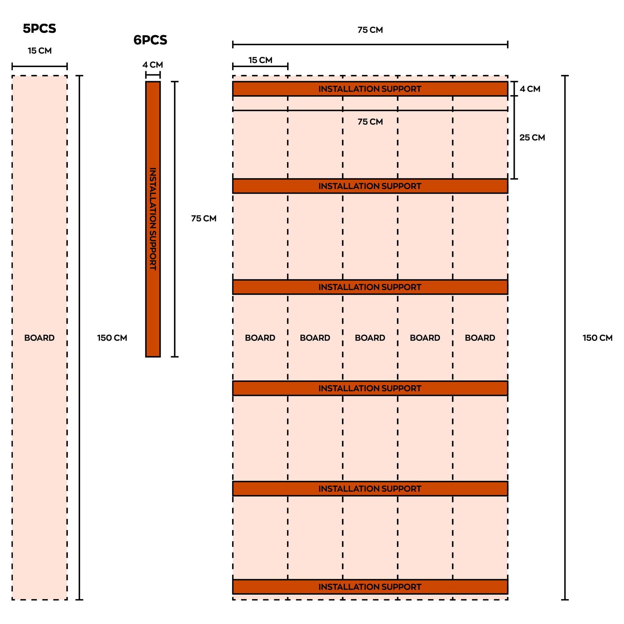 Frankystar Kaido - Set di 5 Doghe Pavimento da Esterno 150x75 cm per Giardino Patio Terrazza Pavimentazione in WPC Teak