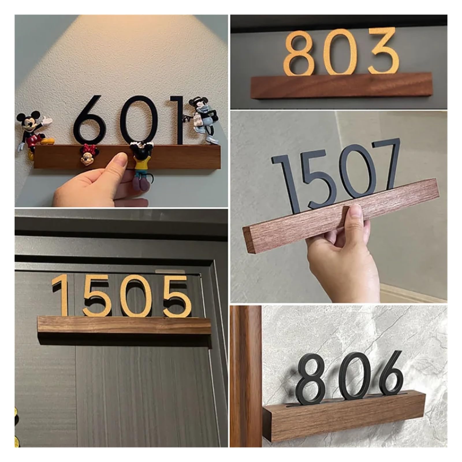 Targhette con il numero civico, Targa con numero civico personalizzato in legno acrilico multicolore 25x8,5 cm for la camera della villa dell'hotel(E)