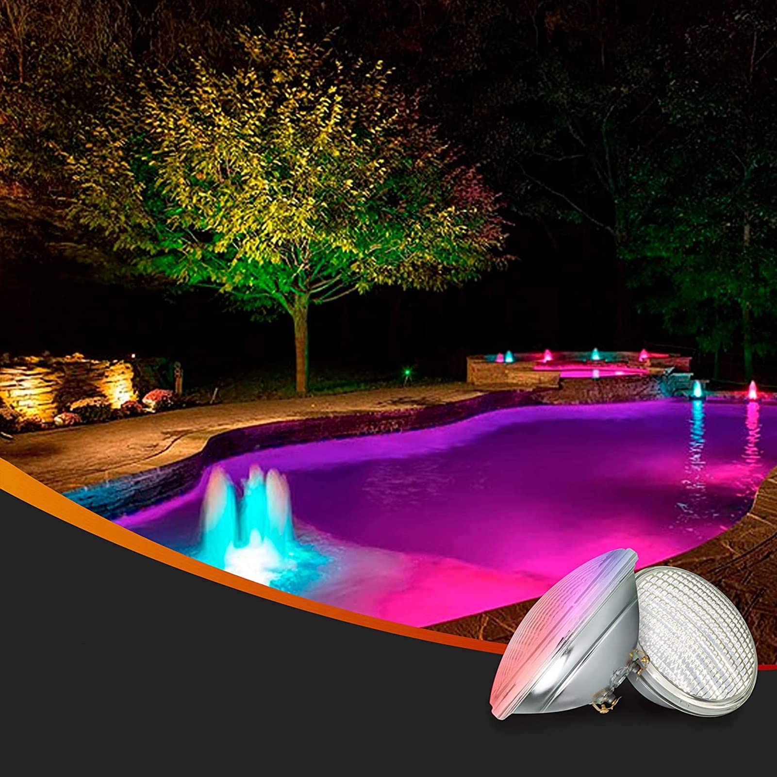 Faretti per Piscina PAR56 Faretto Subacqueo Incasso 12V AC Dimmerabile Multicolore Sincronizzare Impermeabile IP68 per Piscina(12W)