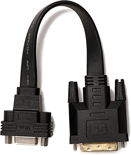 Miniatura 7 de CABLEDECONN Active DVI-D Dual Link 24+1 macho a VGA hembra Video con adaptador de cable plano Convertidor Negro (E0207)