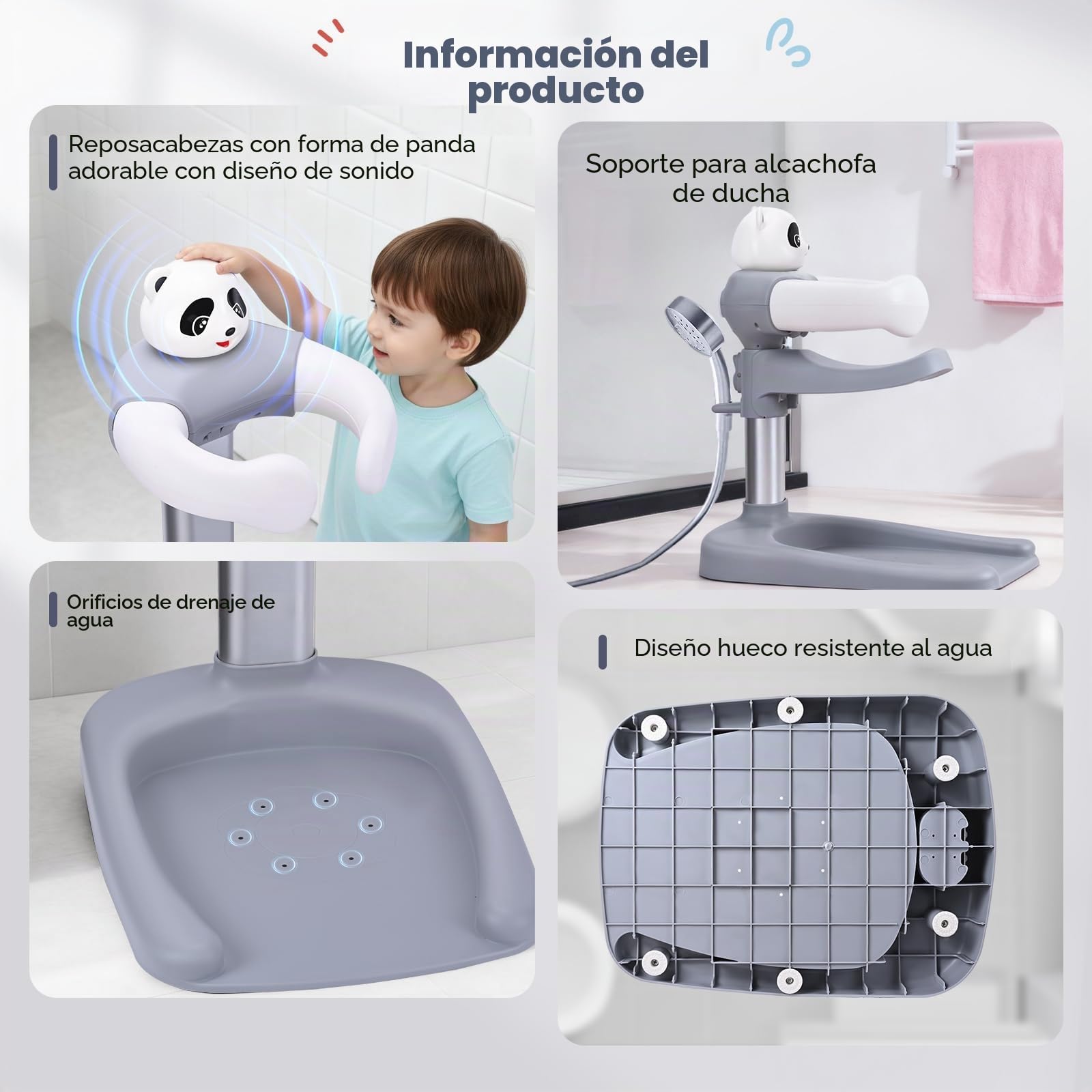 Soporte Baño Bebe,Soporte de baño y ducha para bebé,Torre de Bañera Ajustable para Bebé que se Pone de Pie, Portátil Soporte de Ducha con Base Antideslizante, Durante 8-36 Meses