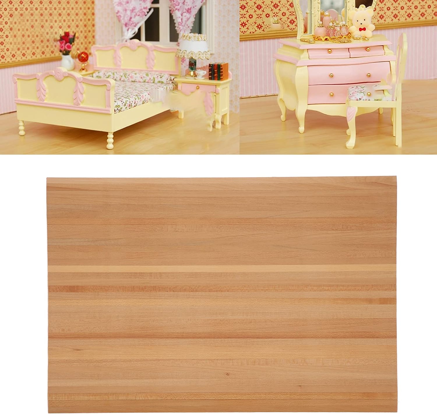 Mini Floorboard, 1:12 Dollhouse Floorboard Miniature Simple Elegant Wood Strip Flooring Decoration Accessory