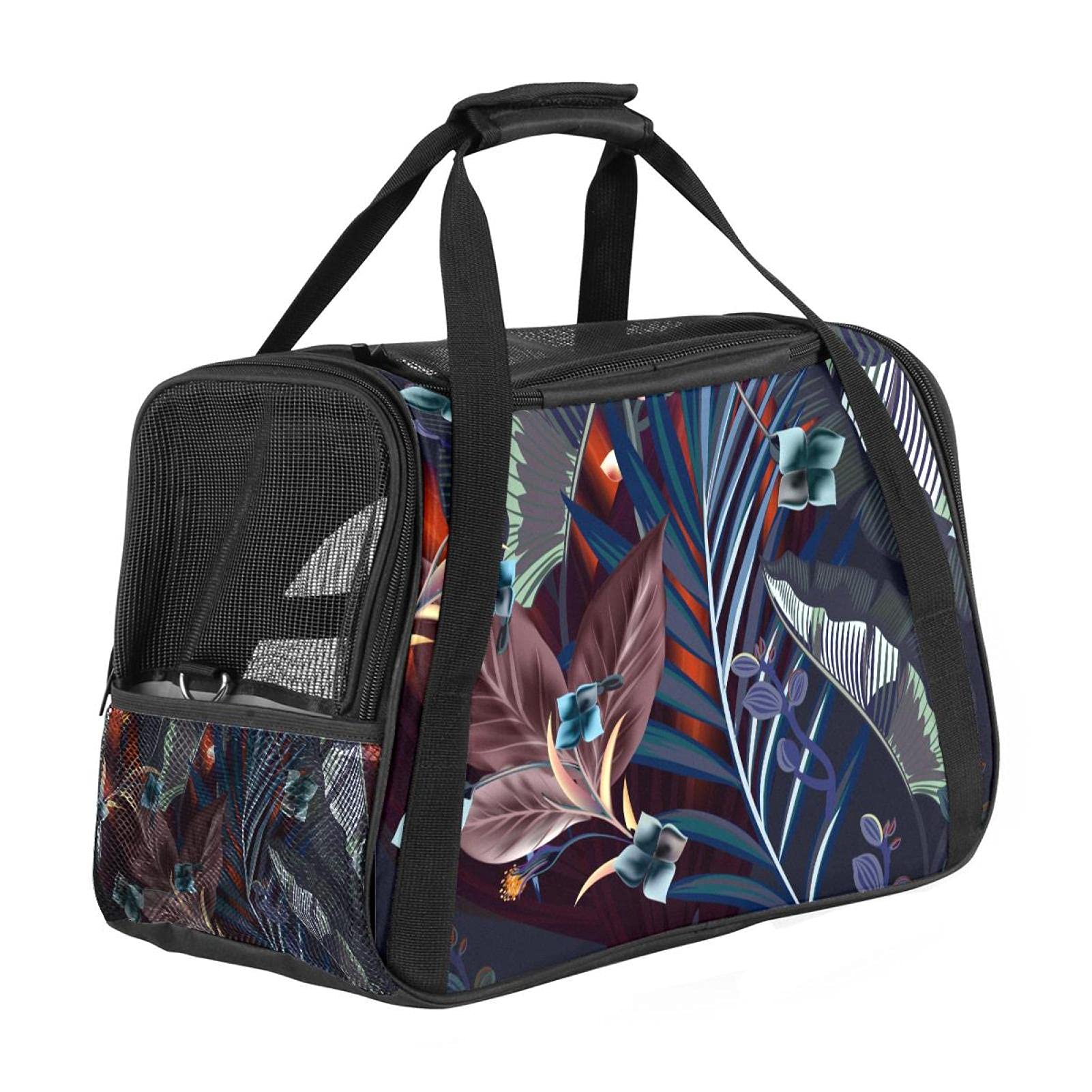 Sac de transport pour chat design imprimé feuilles premium de haute qualité pour voyage
