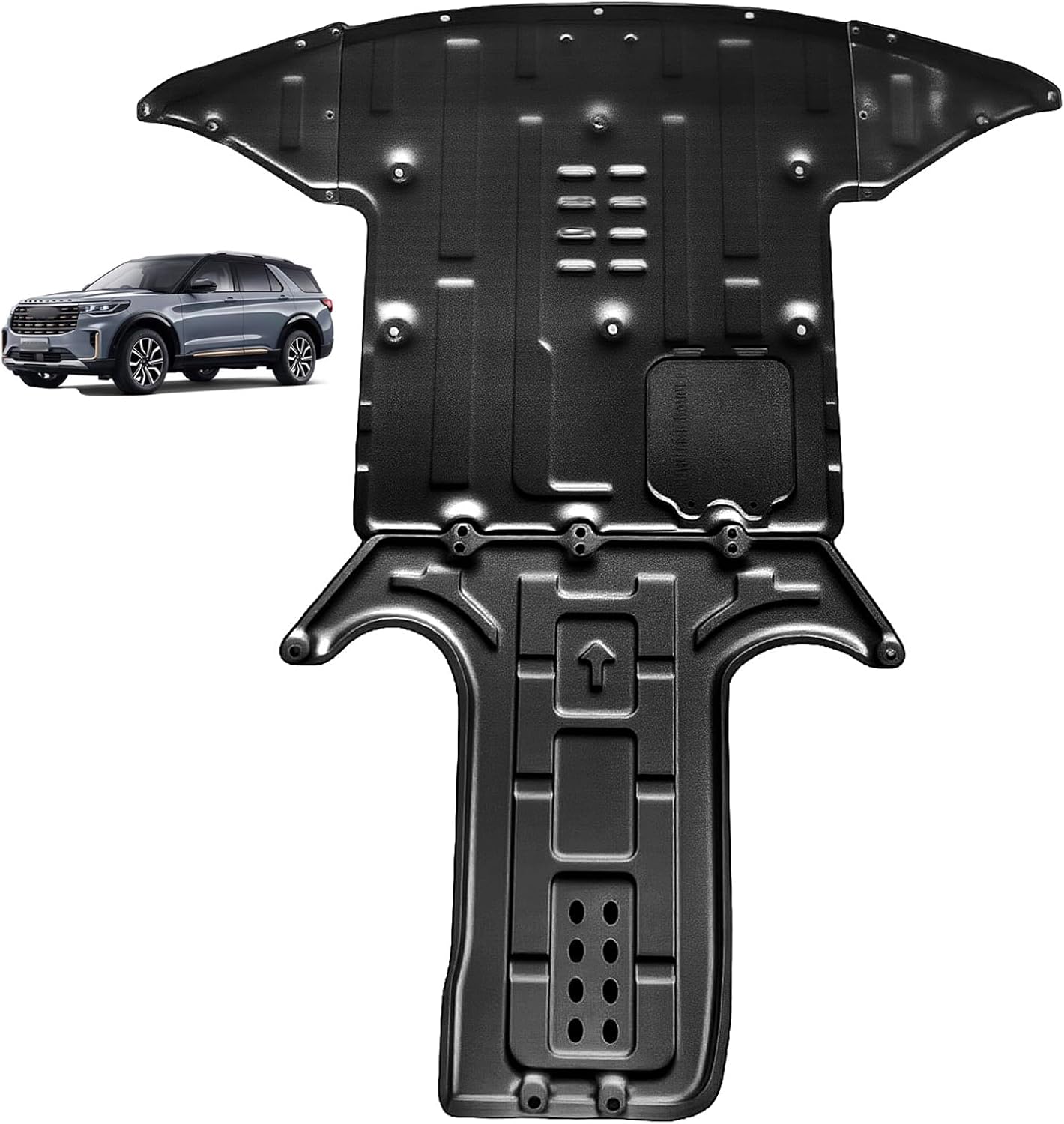 Front Engine Splash Shield Fit for Ford Explorer 2020-2024 Engine Case Guards Suitable for Ford Explorer 2020-2024 Front Engine Guard + Gearbox Guard Mud Flaps W/Screw Hardware