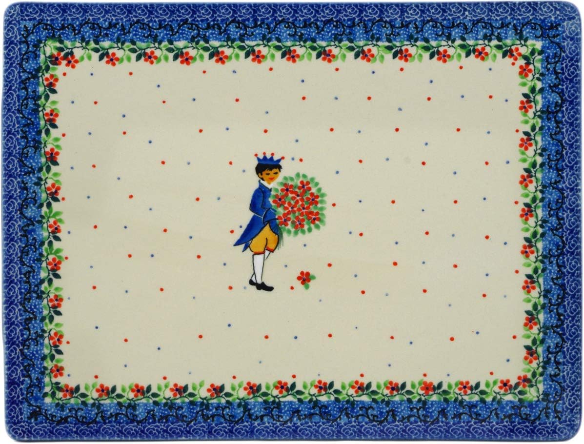 Polmedia Polish Pottery Cookie Sheet UNIKAT - Charming Prince Pattern Handmade in Boleslawiec Poland by Ceramika Artystyczna + Certificate of Authenticity