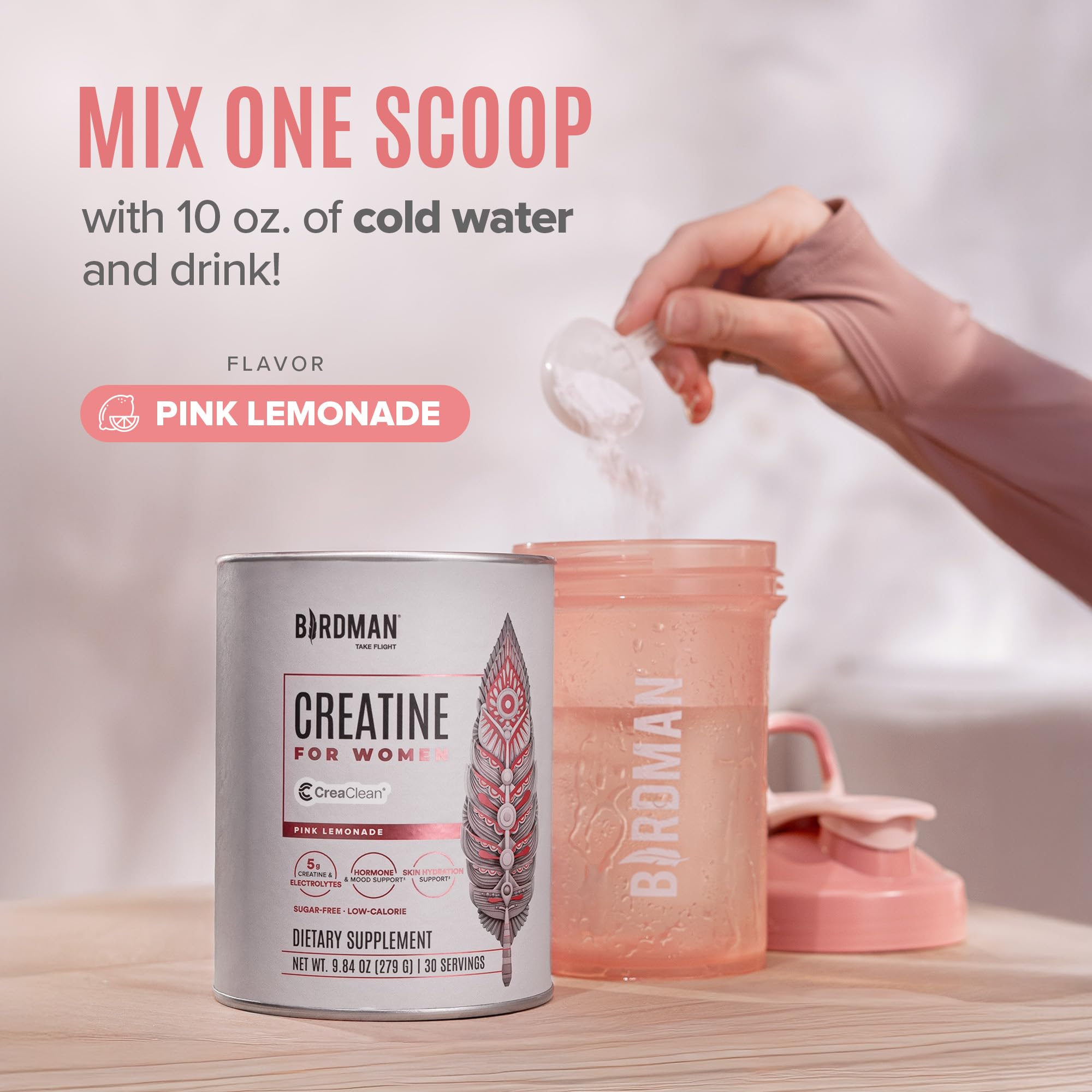 BIRDMAN Creatine for Women | Creatine Monohydrate Powder with Myo & D-Chiro Inositol, Hyaluronic Acid, Zinc, Electrolytes and Vitamins | Sugar Free, Pink Lemonade | 30 Servings — Amazon image 7
