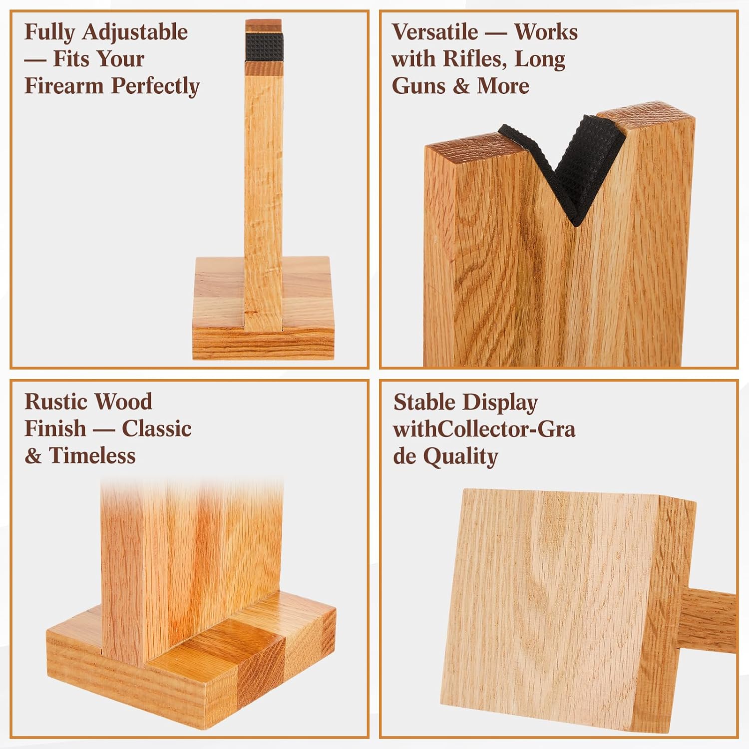 Wood Gun Display Stands, V-shaped Oak Wood Display Stands Rifle Rack Gun Rack for Smaller Rifles Long Guns Firearms Weapons Collectables, Displays, Shows, Exhibits