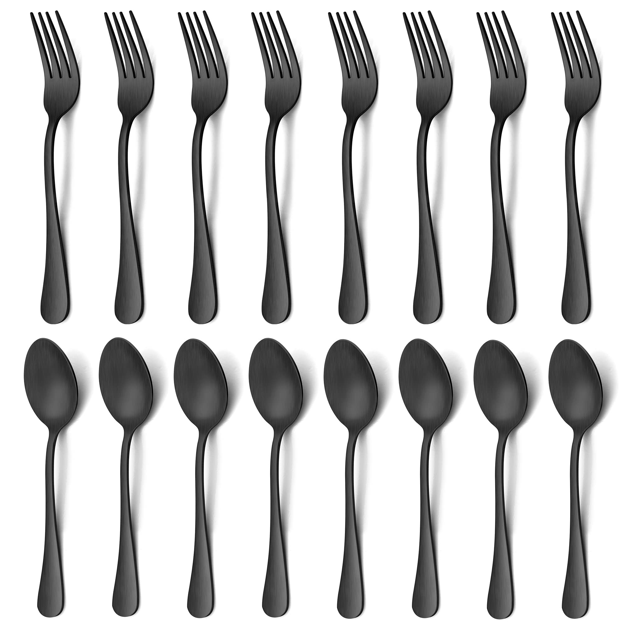 LIANYU 12pc Black Forks & Spoons Silverware Set -9