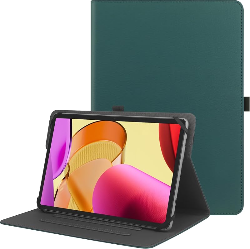 HGWALP Universal 9",9.7",10.1",10.2",10.5",10.9",11" Tablet Case,Protective Cover Stand Folio Case for 9-11 Inch Tablet,Case Cover with Pen Holder for iPad, Samsung, Green