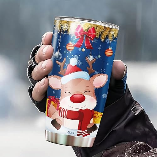 Miniatura 3 de Vaso de reno personalizado con tapa, 20 onzas, 30 onzas, nombre personalizado, doble pared, aislado al vacío, taza de café de acero inoxidable, taza