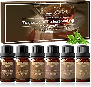 6 Pack Westin White Tea Spring Essential Oil Diffuser for Home Care and Candle Making BlissfulBlend Atmosphere Fragrance of Essential Oil Gifts Set 10ML Matcha Jasmine Citron Lemon Tea
