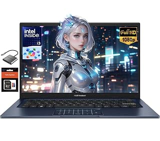 ASUS Vivobook 14 Inch Business Laptop, 12GB RAM 512GB SSD Intel 6-Core i3-1315U(Beats i5-1135G7), School Laptop for College Student with Copilot AI NumberPad Private Webcam Win 11 W/Accessories - Amazon product rated Grade A