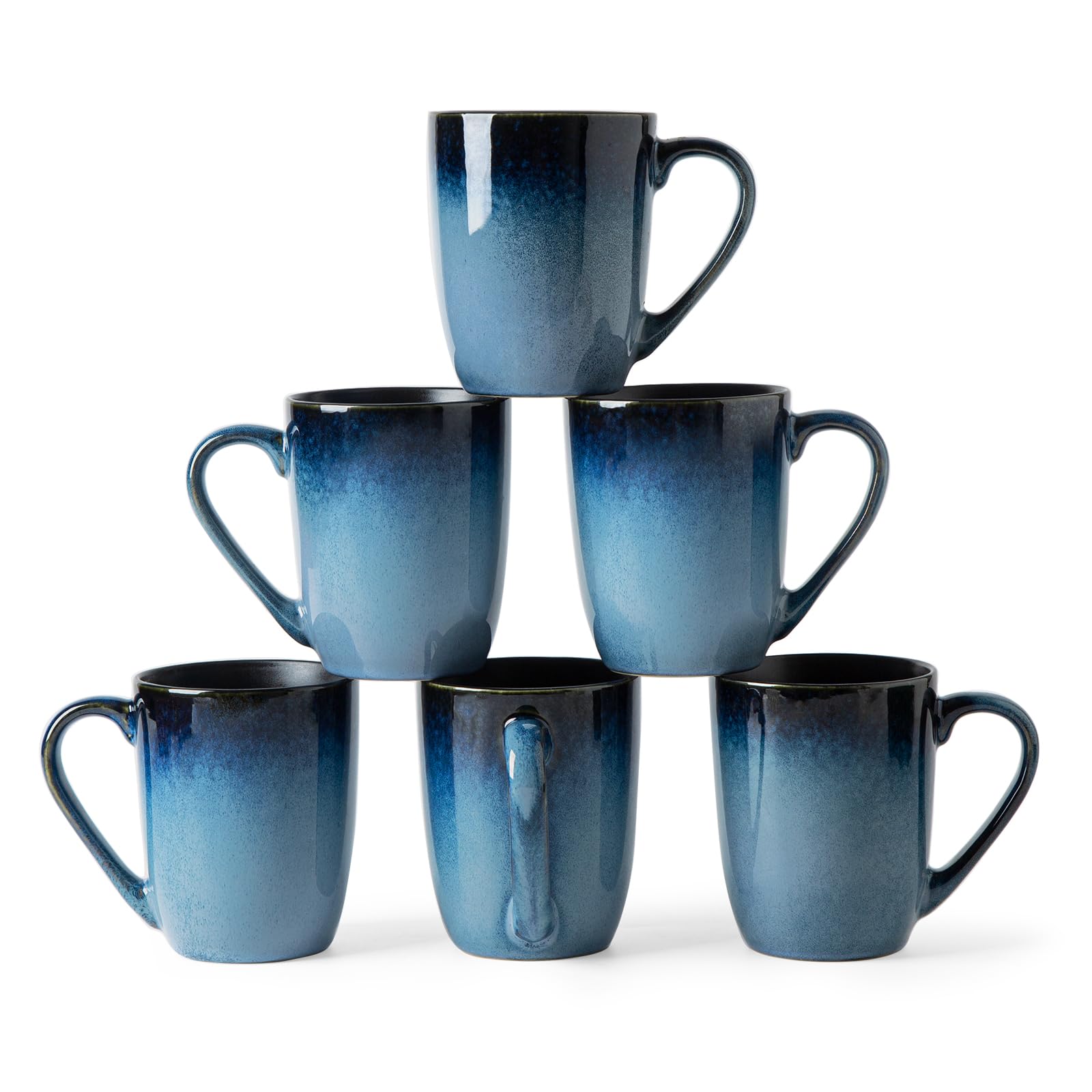 Amazon.com | MONITO Large Ceramic Coffee Mugs Set with Handle for  Tea/Latte/Cappuccino/Milk/Cocoa, Ice-Snow Blue 14oz, Set of 6, Funny Tea Cups  for Office and Home: Coffee Cups & Mugs