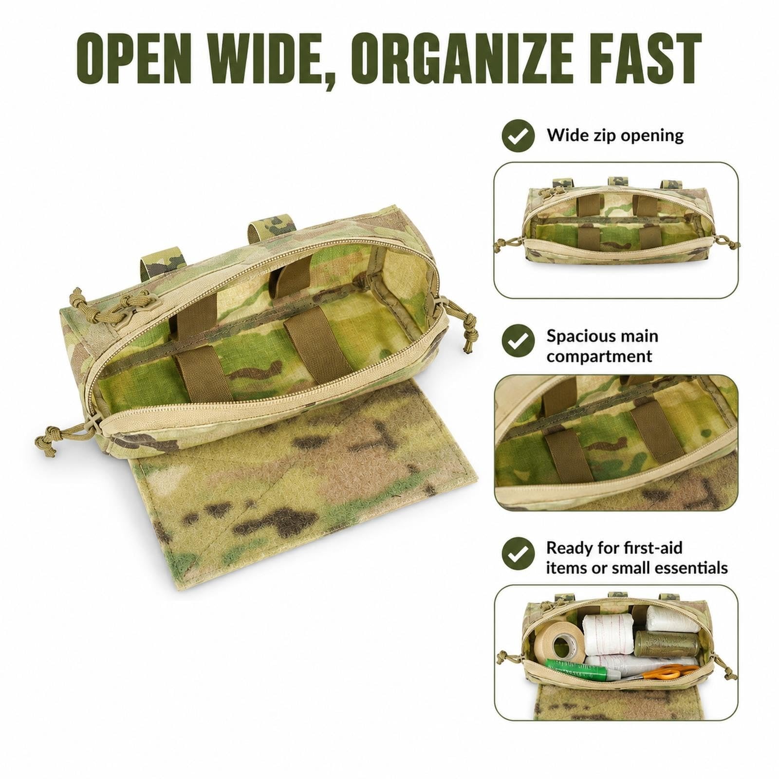 Kompakte Drop Pouch mit Loop Panel, Doppelzipper und Halteschlaufen