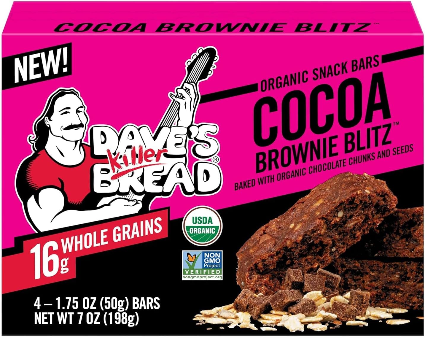 Cocoa Brownie Blitz Organic Snack Bars, 4 Individually Wrapped Snack Bars + 1 Branded Sticker (Pack of 1)