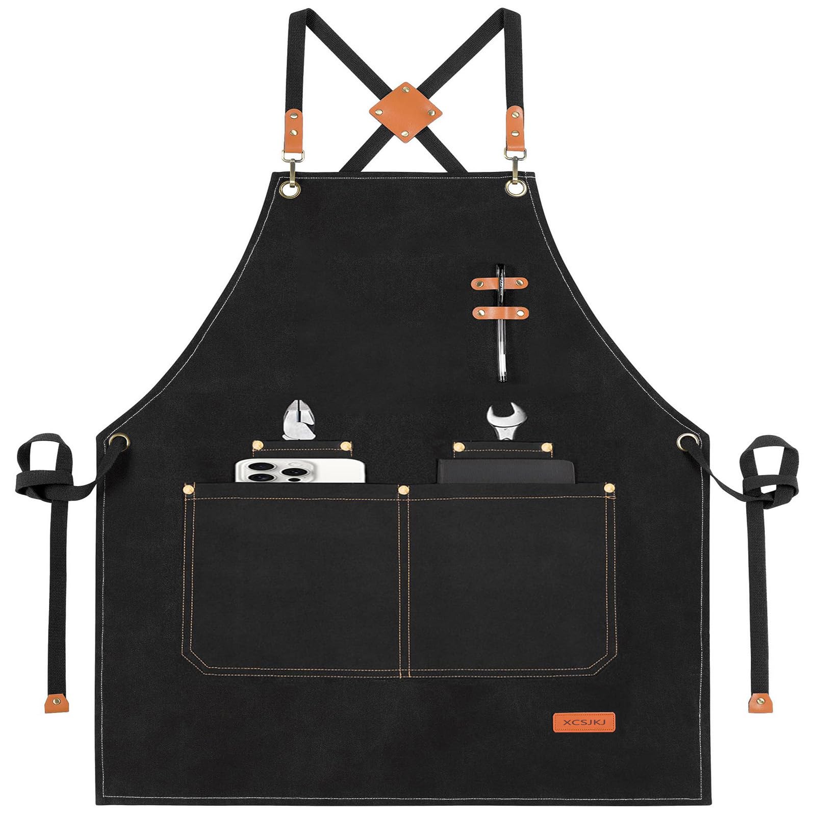 XCSJKJ Grill Schürze für Männer Kochschürze herren, mit 4 Taschen Verstellbarem Nackenband Schürze, Ideal für Küche Grillen Geschenk für Männer