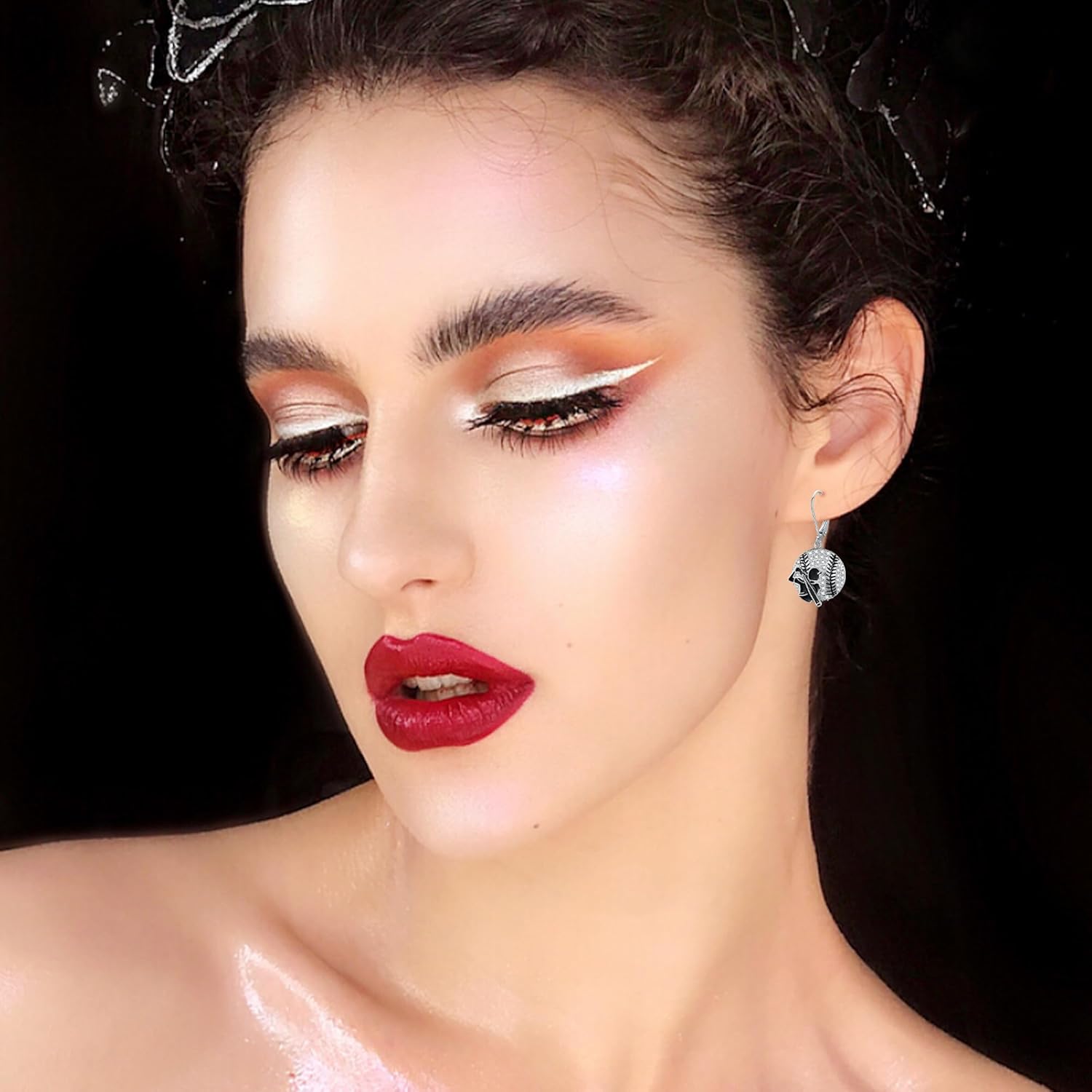 Golf/Baseball Earrings S925 Sterling Silver Golf/Baseball Dangle Earrings Sports Jewelry Christmas Gifts for Women Girls