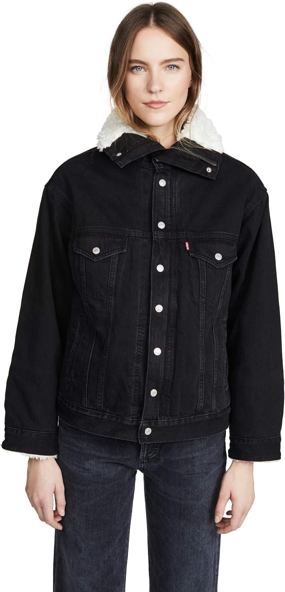 Levi's Women's Dad Sherpa Parka - Black - XS