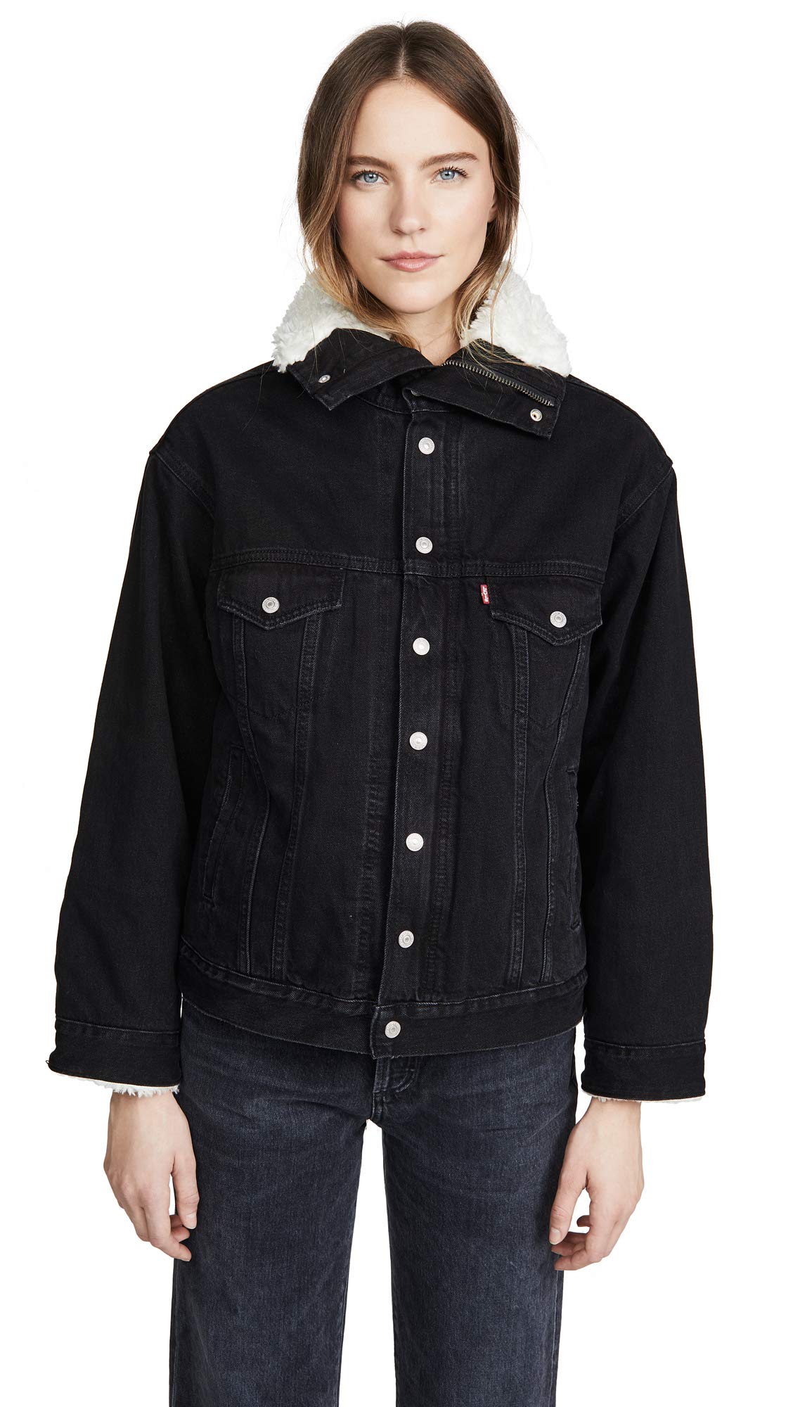Levi's Women's Dad Sherpa Parka - Black - XS