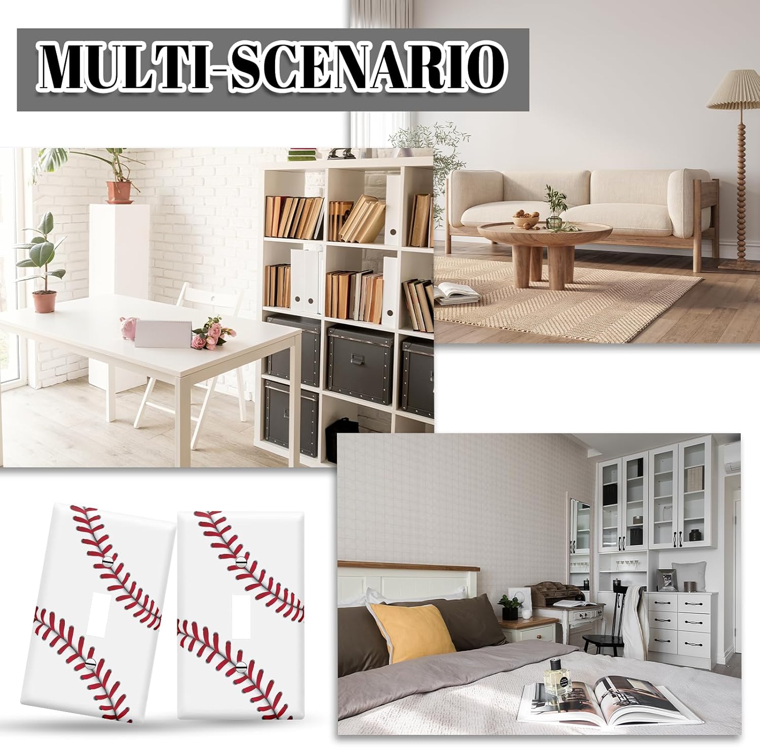 Baseball Light Switch Cover Plate Decorative Baseball Lover Wall Plates 1 Gang Single Toggle Walls Plate Lightswitch Cover Outlet Electrical Switchplate Baseballs Gifts Wall Decor, 2 Pack