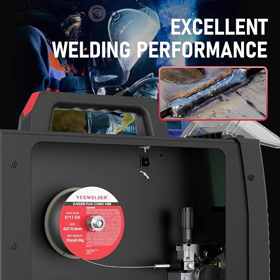 YESWELDER Flux Core Gasless MIG Wire, E71T-GS Mild Carbon Steel .035-Inch Diameter 2-Pound, Strong ABS Plastic Spool Welding Wire (5 Packs)