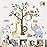 decalmile Jungle Animals Tree Wall Decals Elephant Giraffe Lion Safari Wall Stickers Baby Nursery Kids Bedroom Living Room Wall Decor