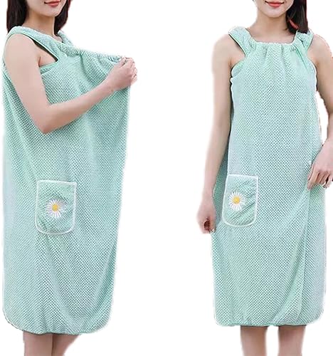 Toalla de baño de secado rápido 2023, absorbente de agua, bata de baño 2 en 1, toalla de baño portátil para mujer (verde, L 145  200 libras)