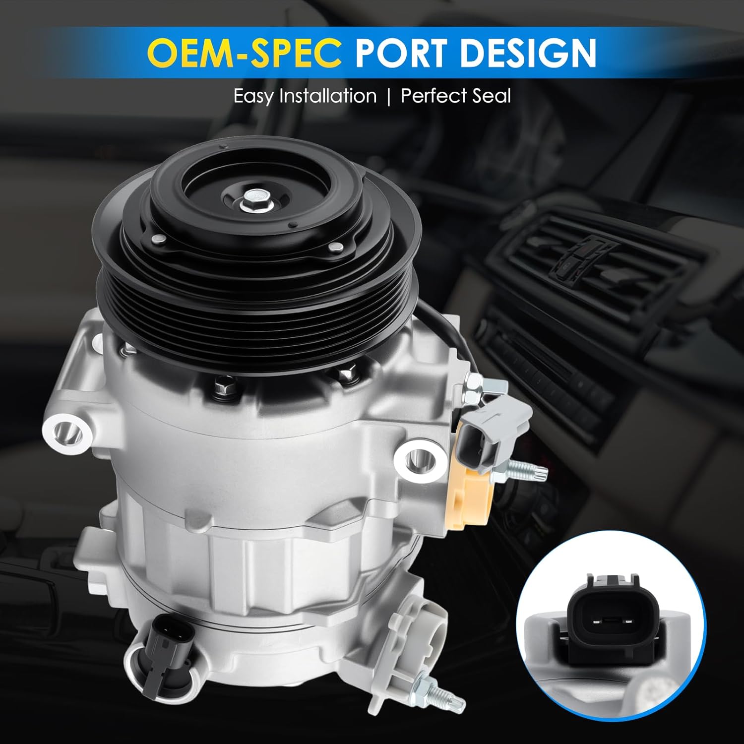 Car A/C Compressor Fit for Ram 1500 2014-2018 for Ram 1500 Classic 2019-2023 for Ram 4000 2015-2017 V8 5.7L Automotive Replacement AC Compressor 68140664AC A/C Compressor for Car CO 29182C