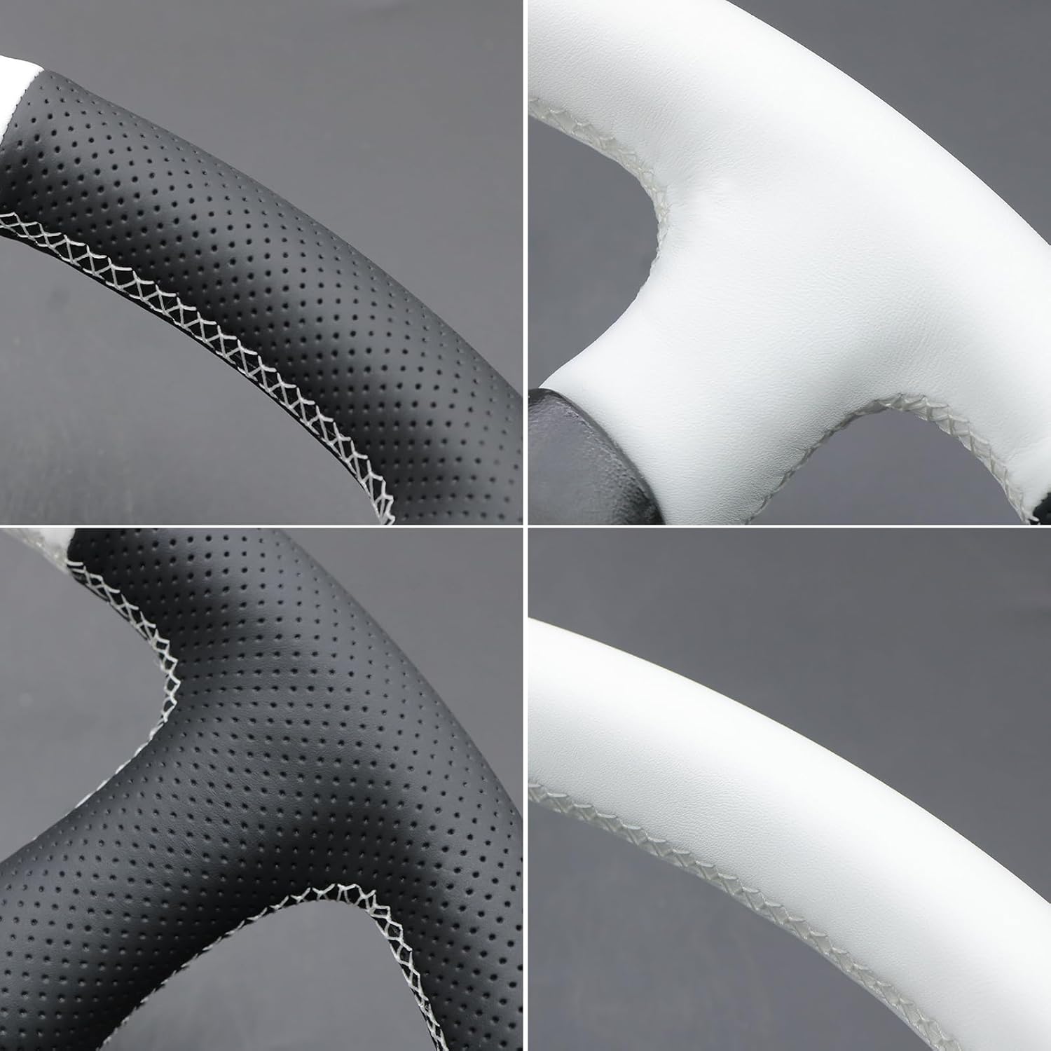 MEWANT Hand Stitch White Leather Steering Wheel Cover Wrap for Chevrolet Silverado 1500 1999-2002/Silverado 2500 1999-2002/Silverado 3500 2001-2002/Astro/Blazer/C/K 1500 Series/Kodiak/Suburban/Tahoe