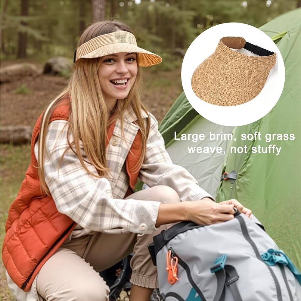 Baynetin Donna Cappello Visiera Pieghevole Berretto Estivo Tesa Larga UPF 50+ Protezione UV Asciugatura Rapida Cappello Sportivo da Spiaggia (Beige