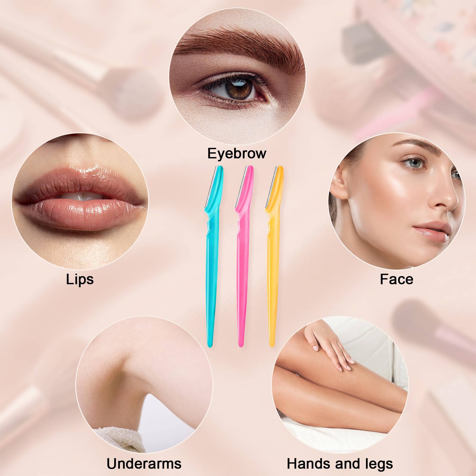 HFATMOS 21 maquinillas de afeitar para cejas, maquinillas de afeitar faciales multiusos, herramientas exfoliantes de dermaplaning, recortadoras de cejas con cubierta de seguridad, depilación facial