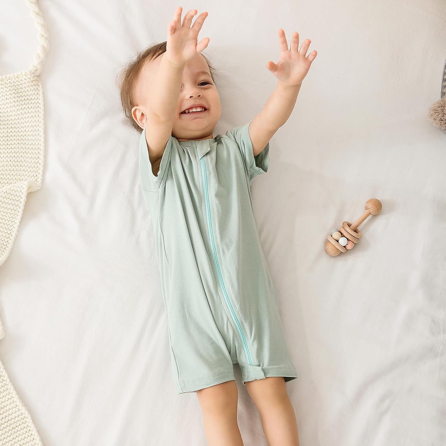 Feidoog Baby Boys 2Pack Rompers Summer Short Sleeve 2 Way Zipper One-Piece Romper Jumpsuit Sleep and Play