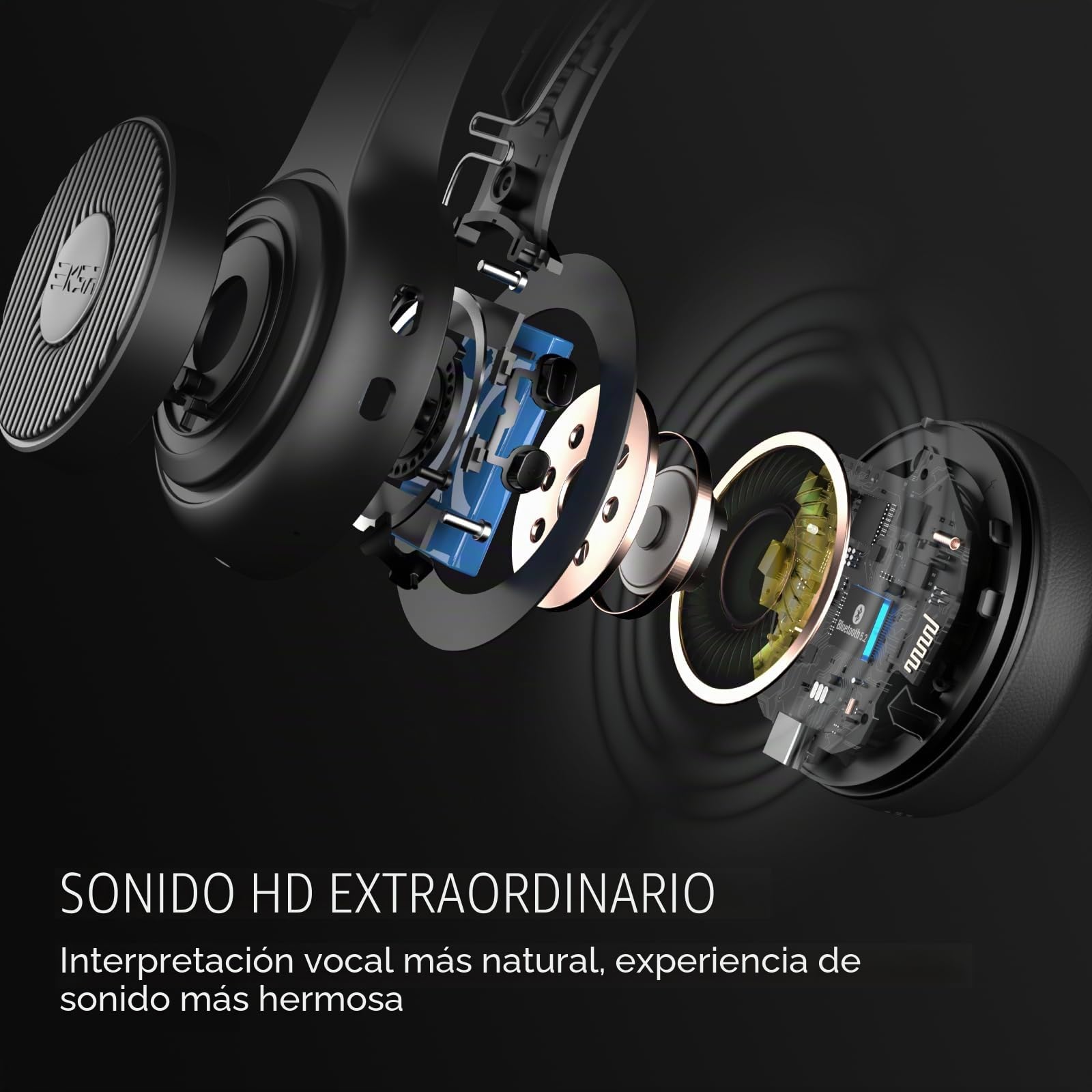 EKSA H16 Auriculares BT Auriculares Inalambricos con AI Micrófono Cancelación de Ruido y Dongle USB, 55 Tiempo de Reproducción, Silencio de Micrófono PC Cascos Comerciales para Oficina/Hogar