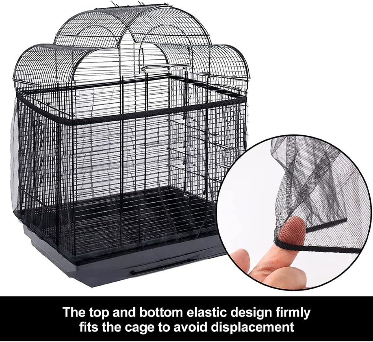 Mikikit 4pcs Birdcage Cover Breathable Cage Netting for Parrot and Budgie Cages Elastic Design and Easy to Install and Colors for Quiet Environment