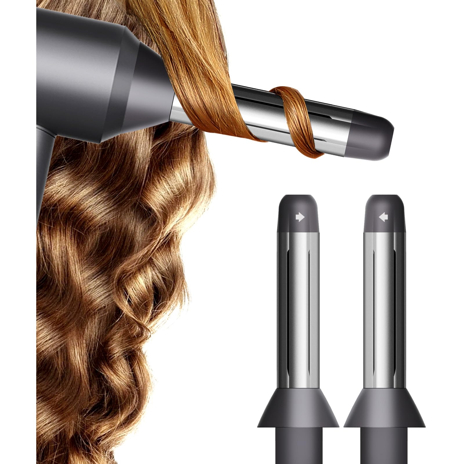 Automatic Curling Wands Attachments with 2 Curlers for Dyson Supersonic Hair Dryer Airwrap, Waver Styling Iron Tool Blow Dryer Accessories Set Detangling Comb and Heat-Resistant Glove