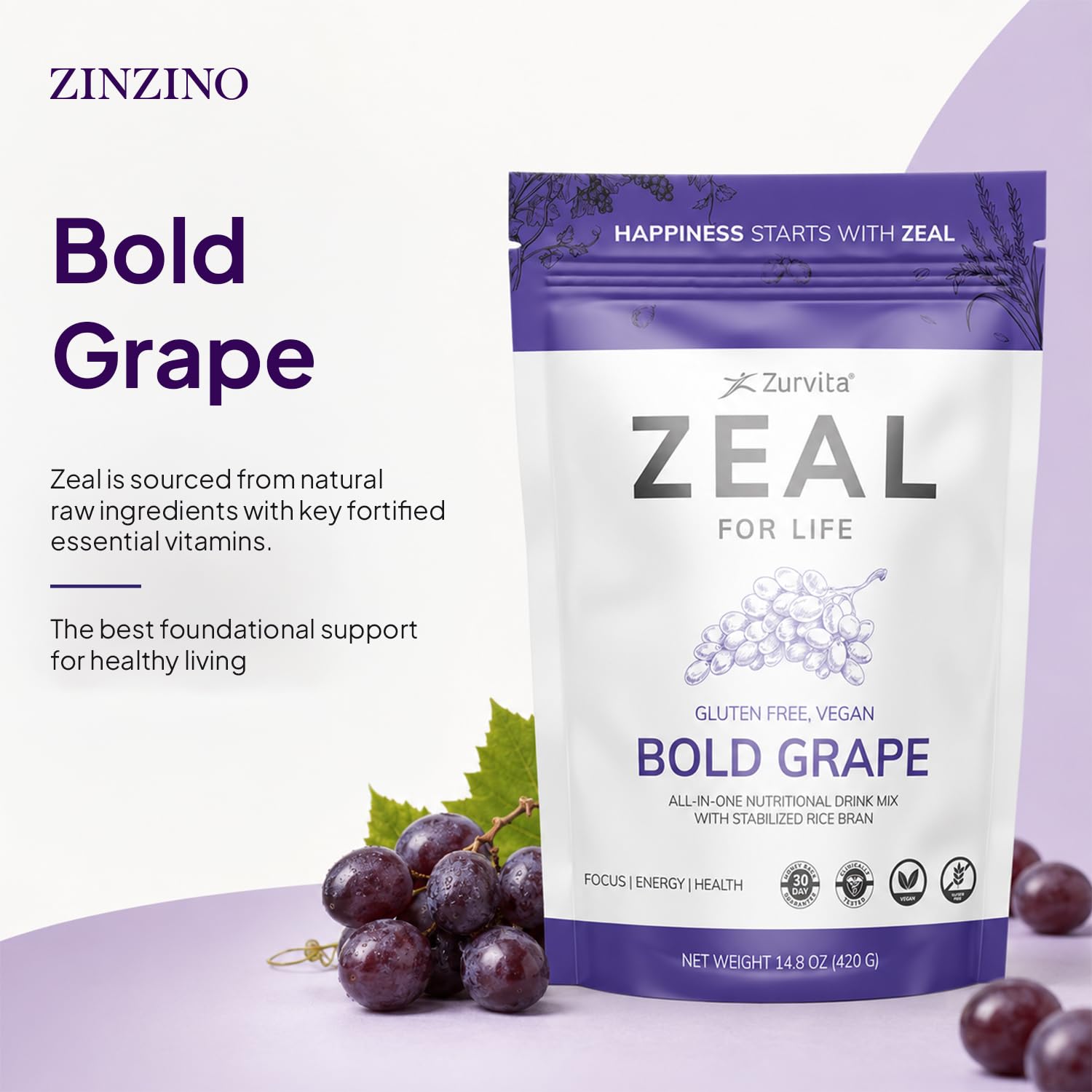 Zurvita - Zeal for Life Bold Grape - 420 g — Amazon image 3