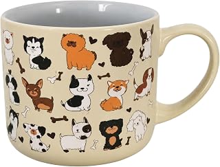 Soft Touch Mug with Dogs Design - 19 Oz Coffee Mug with Premium Quality Box - Light Cream Ceramic Cup for Dog Lover - Unique Coffee Cup for Gift