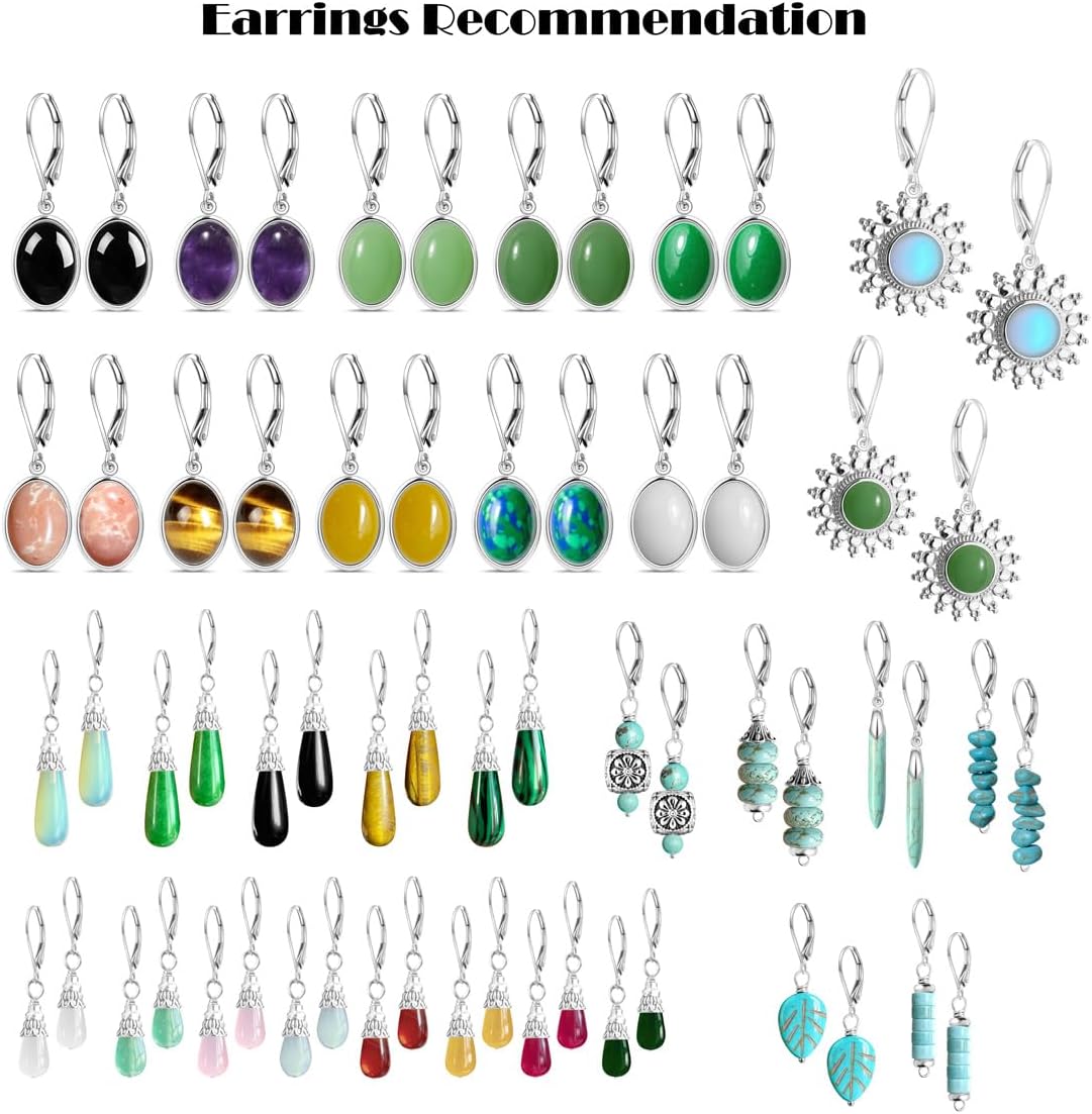 Natural Simple Single Geometric Stone Drop Earrings,Silver Real Genuine Crystal Quartz Gemstone Statement Dangle Earrings for Women Her - Image 7