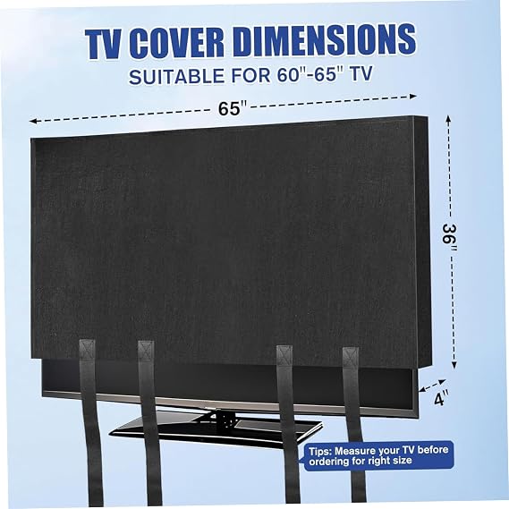 65 Inch TV Moving Box with Adjustable Straps – Full Protection Felt Dust & Scratch Protector for 60-65 Inch Flat Screen TVs
