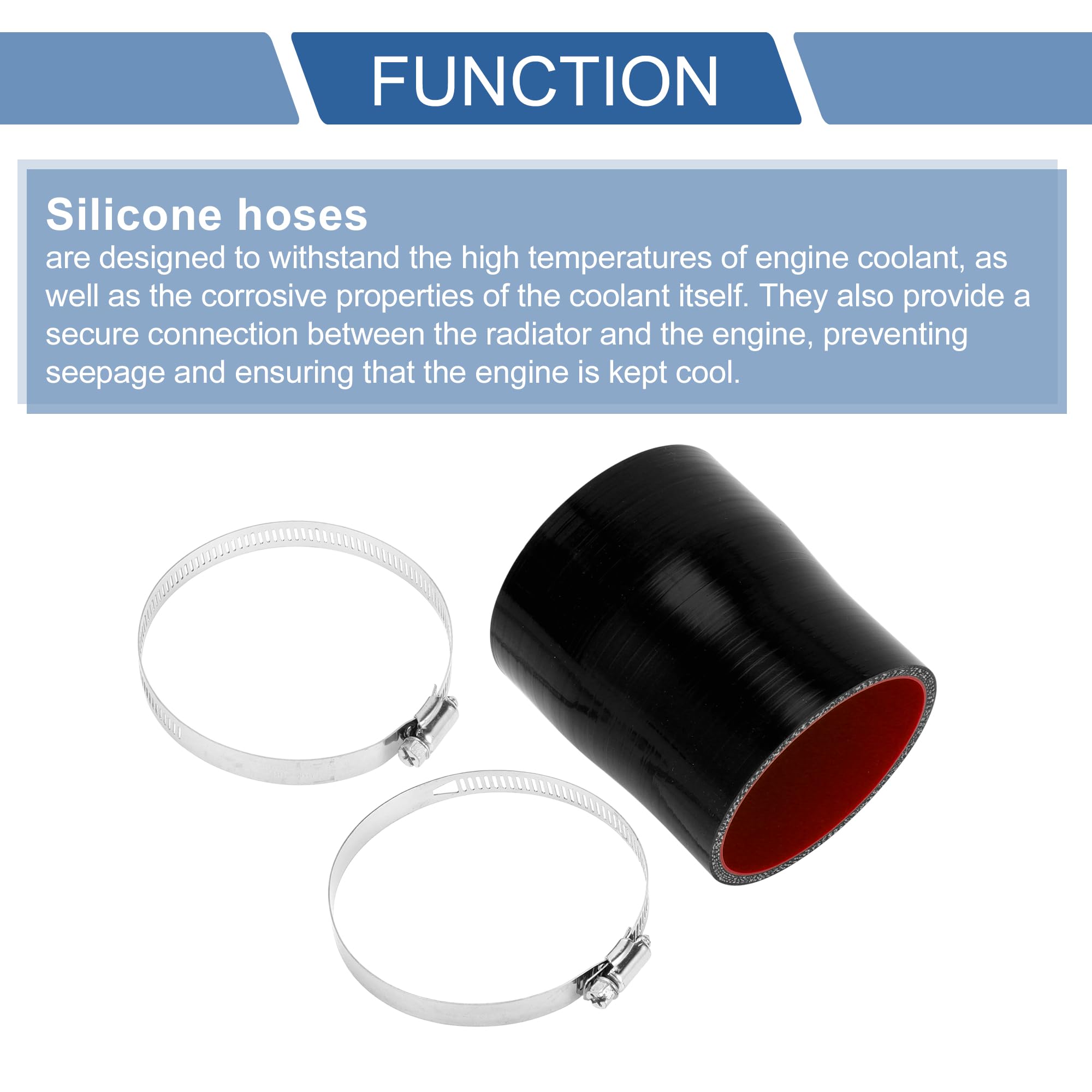 Tuyau En Silicone Rouge Pour Refroidissement Moteur - Diamètre 18mm, Longueur 127mm - Résiste à -60°C à +300°C - Avec 2 Colliers
