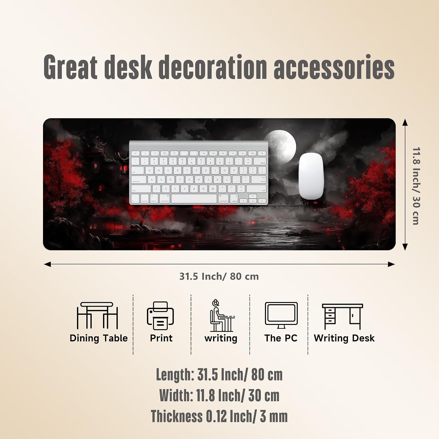 Extended Gaming Mouse Pad, Large Mouse Mat 3 mm Nature Rubber Base Mousepad with Stitched Edges, Non-Slip Desk Mat for Office Home Great Gift 31.5x11.8 Inch (Dark Canyon 3) 5 71R++nL4EWL. AC SL1500