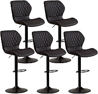 Vista 31 de Juego de 4 taburetes de bar, modernos taburetes giratorios de altura de mostrador para sillas de isla de cocina, taburetes de bar de tela ajustables
