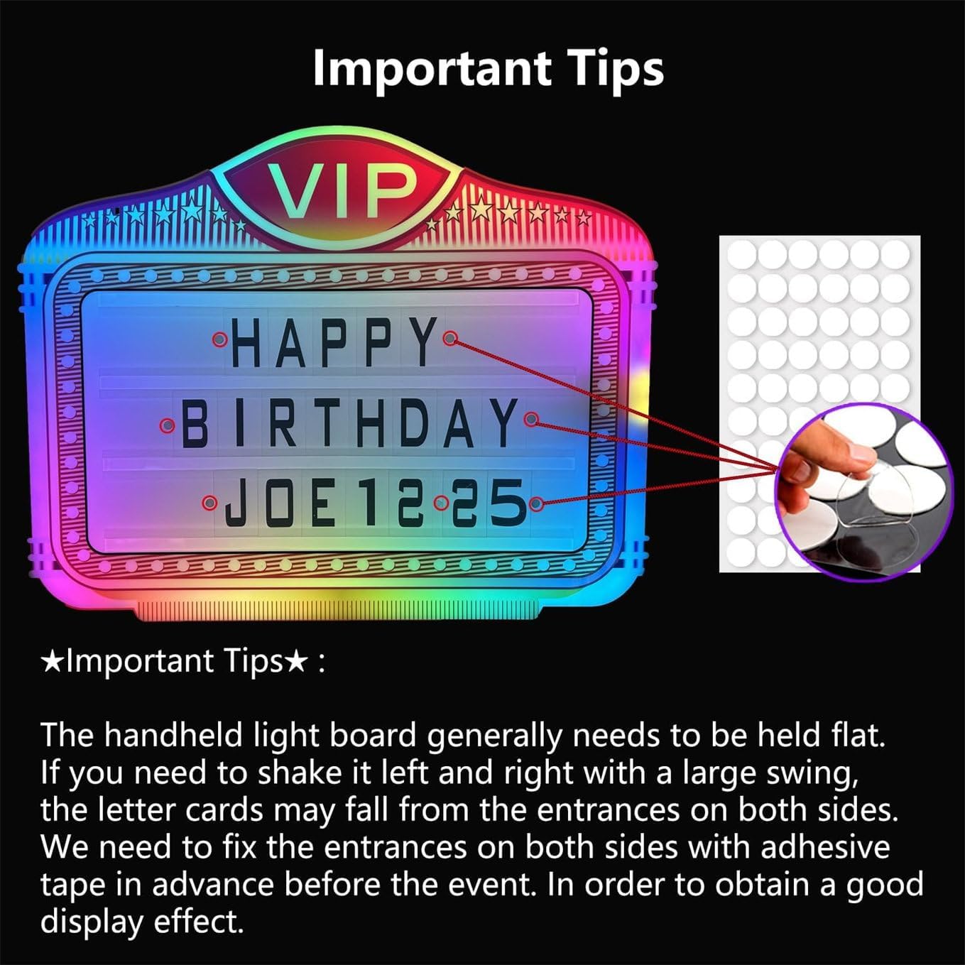 LED Club Letter Bottle Presenter, Color Letter Billboard with 2 Sets Letters & 1 Numbers Kit, Changeable Letters Handheld Bottle Service Display Sign for Club Party Bar,VIP (A)