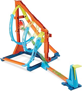 Hot Wheels Toy Car Track Set, Track Builder Unlimited Corkscrew Twist Kit Playset & 1:64 Scale Vehicle, 2 Ways to Race, Connects to Other Tracks