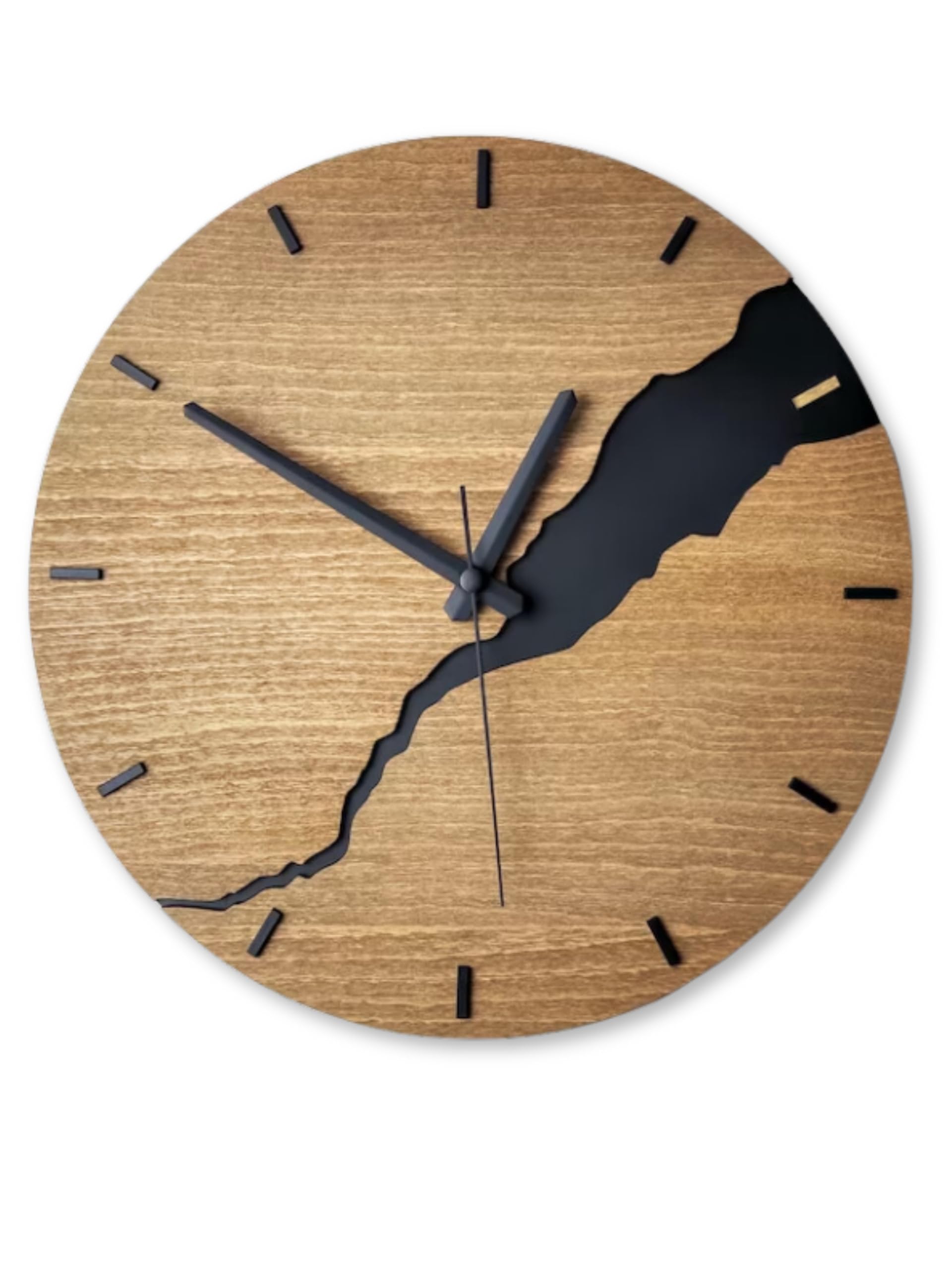 LiRiQi Orologio da Parete Silenzioso, 30 cm Moderno Orologio da Cucina Quarzo, Movimento Digitale Senza Ticchettio, Decorazione da Parete, per Soggiorno Camere da Letto Casa Ufficio Cucina (Nero