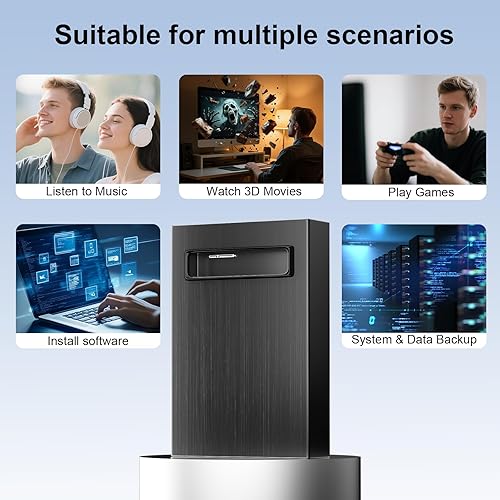 Miniatura 4 de Unidad Bluray externa 4 en 1, 16X USB 3.0 y tipo C Potente escritorio externo Bluray Drive Burner DVD Burner Cargador de unidad óptica HDD Recinto