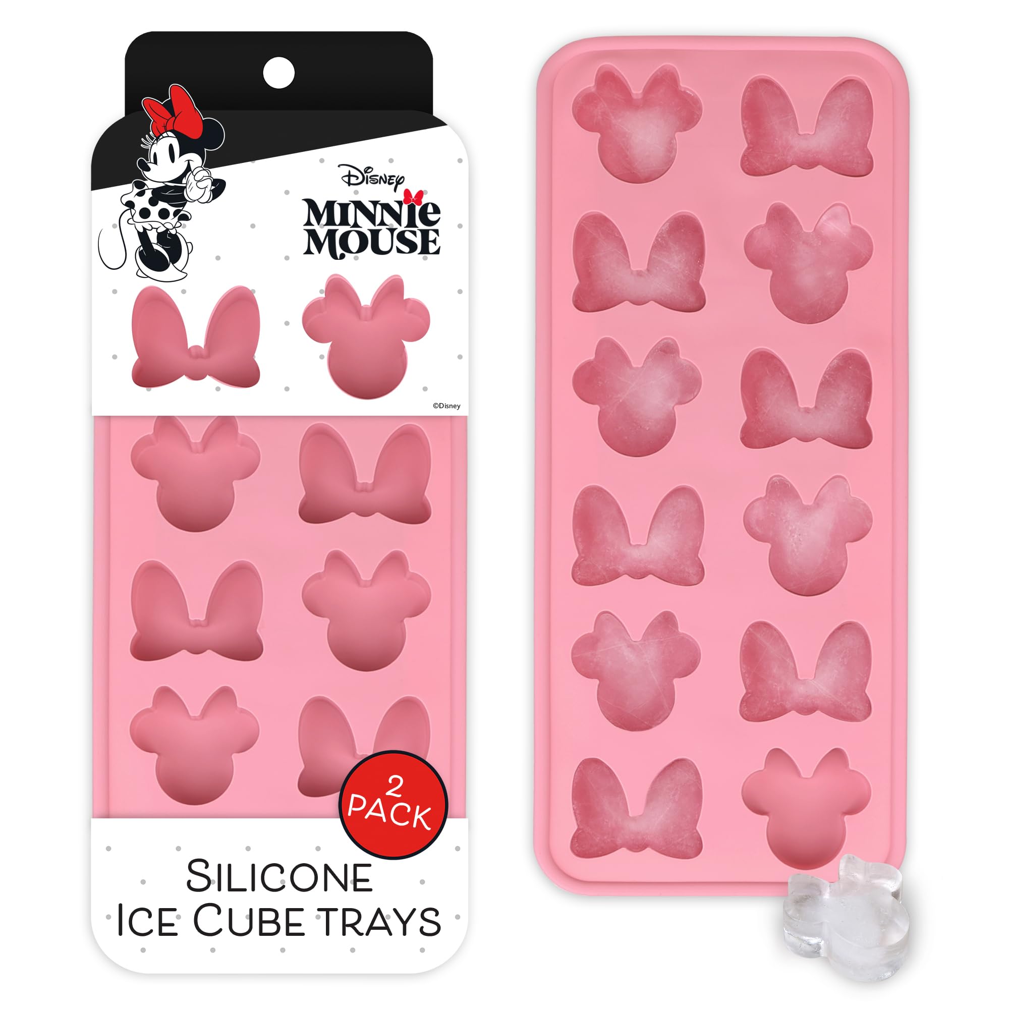 Disney Minnie Silicone Ice Cube Tray, 2-Pack 5"x12.5", BPA-Free