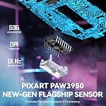 MAMBASNAKE x Requin d'attaque X3MAX Souris de jeu sans fil,PixArt PAW3950 42000 DPI,49g Trimode ultraléger(BT5.4/2.4GHz/Wired), 1K Taux de sondage Mice programmable pour PC/MAC/Win - noir