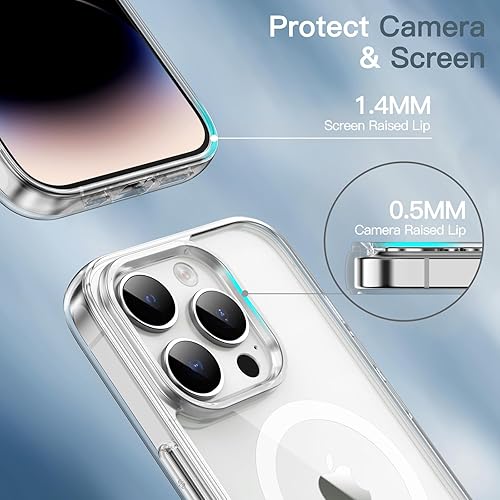 Miniatura 6 de JETech Funda magnética para iPhone 14 Pro de 6.1 pulgadas, compatible con carga inalámbrica MagSafe, a prueba de golpes, parte trasera transparente